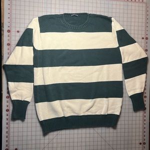 Brandy Melville | Green and White Striped Oversized Sweater